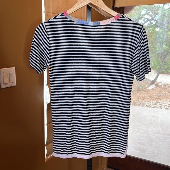 FOIL Linen Blend Black White Stripe Rainbow Collar Size XS - Picture 6 of 6